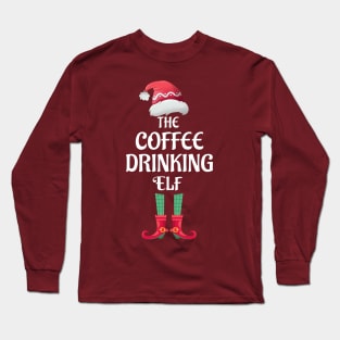 The Coffee Drinking Christmas Elf Matching Pajama Family Party Gift Long Sleeve T-Shirt